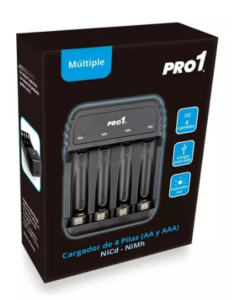 Cargador de Pilas Pro1 / p/4 pilas / AA /AAA / PRO1 NiCd-NiNh