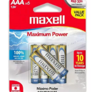 Pilas Alcalinas Maxell AAA / Pack X 6 Unidades