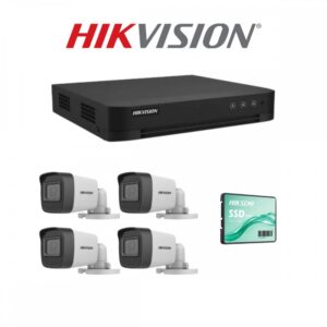 Kit 4 Camaras + DVR 4 canales Hikvision / Exterior o Interior / SSD 120GB