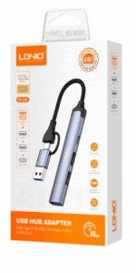 HUB USB C y USB A / 1 USB C / 2 USB A 2.0 / 1 USB A 3.0 / LDNIO DS-64C