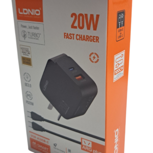 CARGADOR CABEZAL LDNIO Q1 + CABLE USB C a USB C / CARGA RAPIDA / 20W / 1 PUERTO USB / 1PUERTO USB-C / CABLE