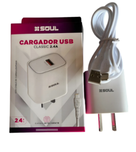 CARGADOR CABEZAL SOUL / USB 2.4A / CON CABLE/ CVJ-XUSB1BL