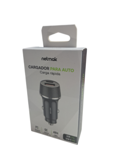 CARGADOR PARA AUTO NETMAK / 48W / USB+USB C / NM-UCC12