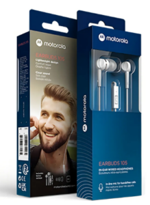 Auriculares In-Ear Motorola / Earbuds 105 / Negro / Blanco / Jack 3.5 mm