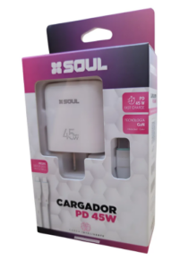Cargador Celular 45W Soul / Carga Super Rápida / Usb-c / Incluye cable